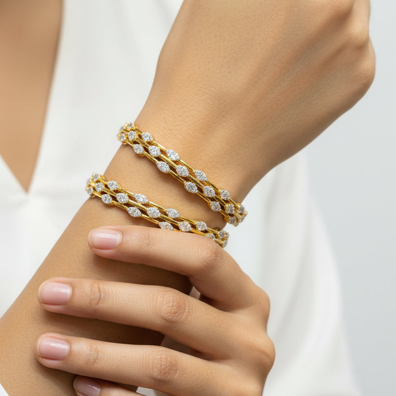 Diamond-Look Marquise Geometric Pavé Bangles