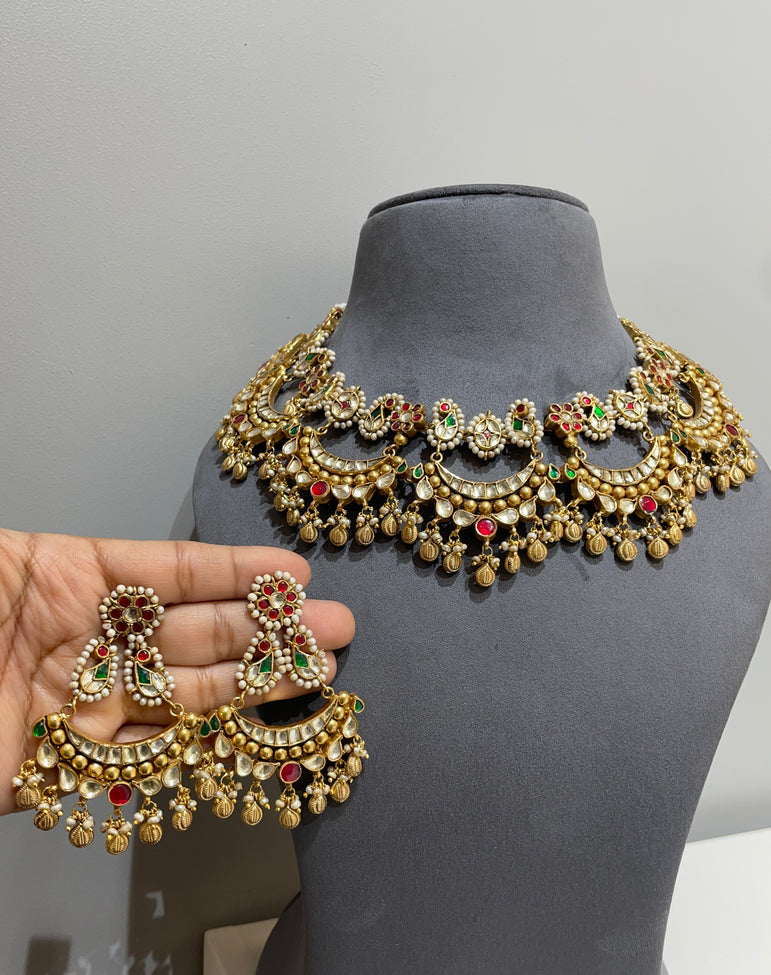 925 Silver Chandralika Real Gold Look Bridal Set