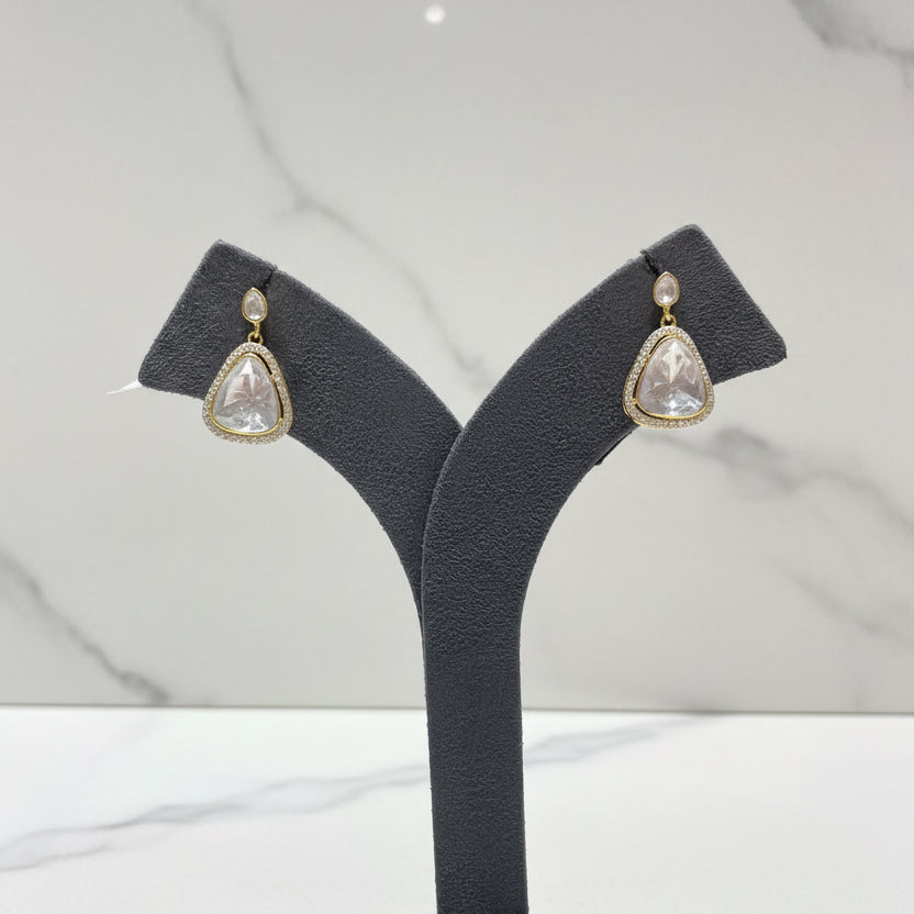 Triangular Moissanite Polki Drop Earrings