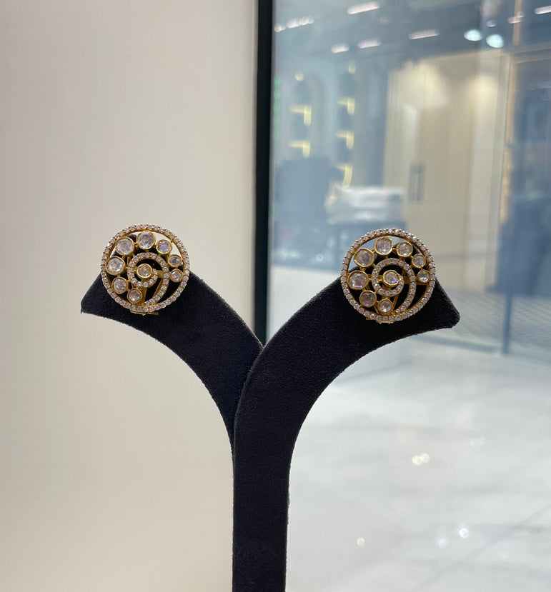 925 Silver Fresh Fern Polki Earrings
