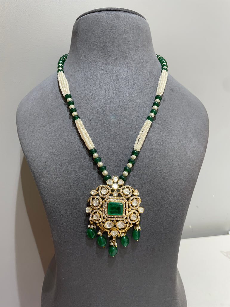 925 Silver Traditional Polki Pendant