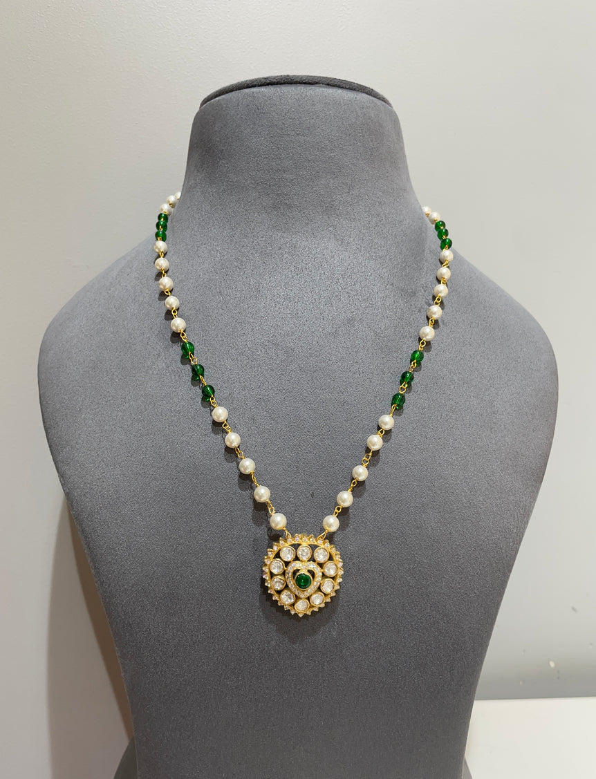 925 Silver Traditional Polki Pendant