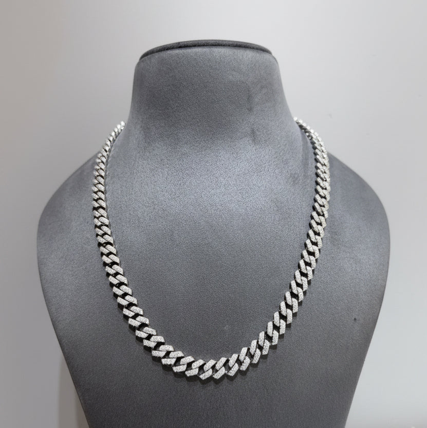 Silver Fully Iced Moissanite Cuban  Men's Chain