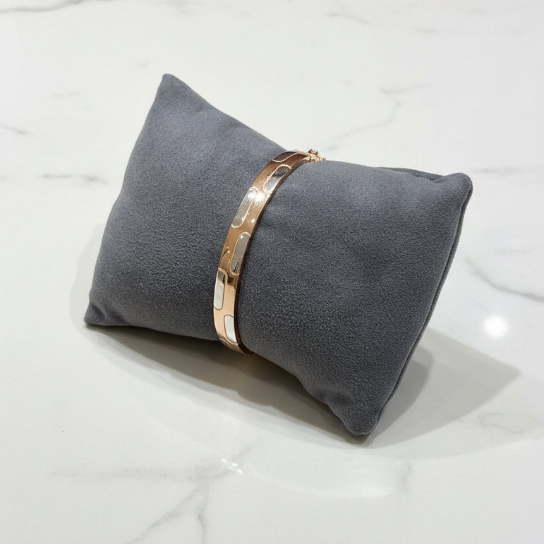 Dual-Tone & Silver Inlay Oval Men's Bracelet