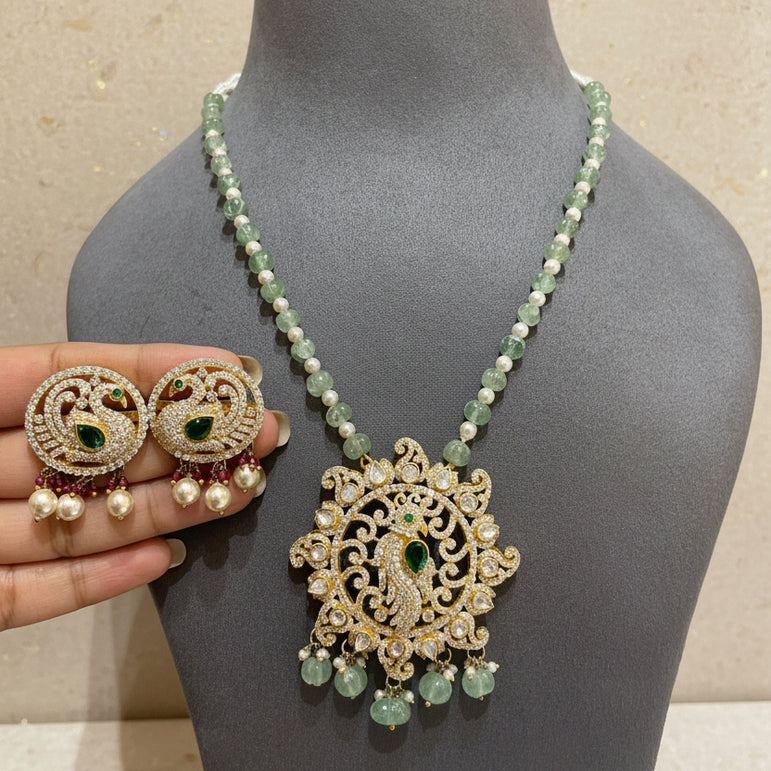 Luxe Peacock MoissaniteDiamond Medallion Set