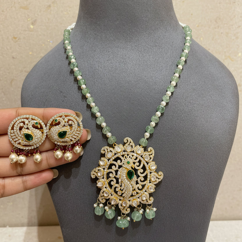 Luxe Peacock MoissaniteDiamond Medallion Set