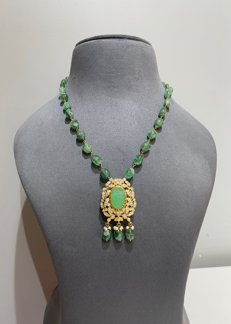 925 Silver Traditional Green Stone Pendant