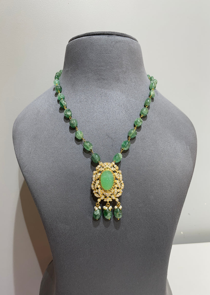 925 Silver Traditional Green Stone Pendant