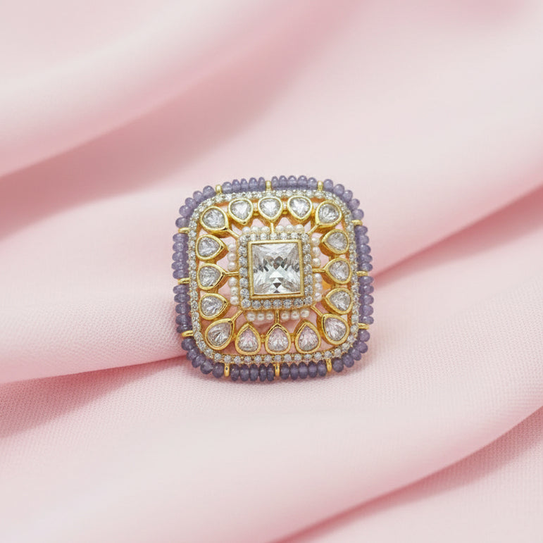 Cushion Polki Square Statement Ring