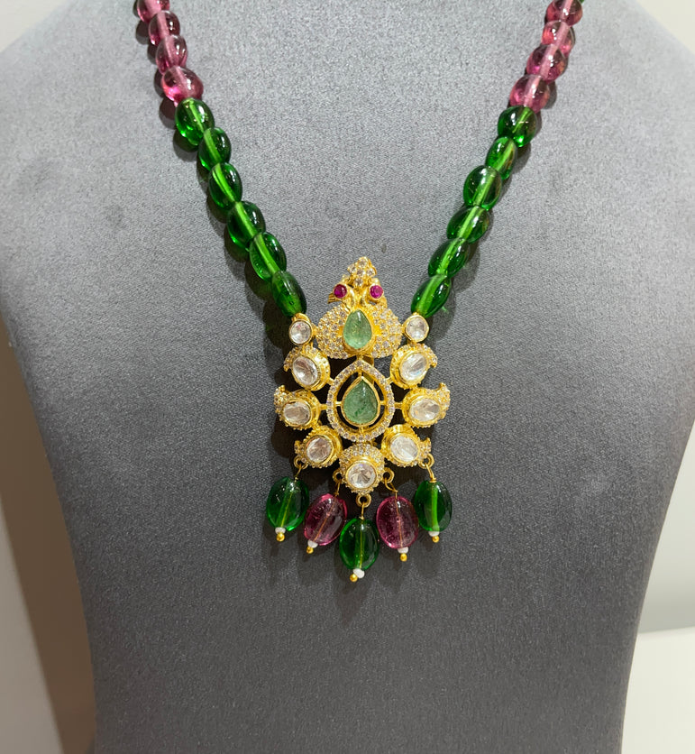 925 Silver Traditional Polki Pendant