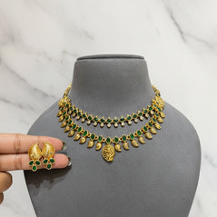 Royal Double Strand Emerald Gold Look Set