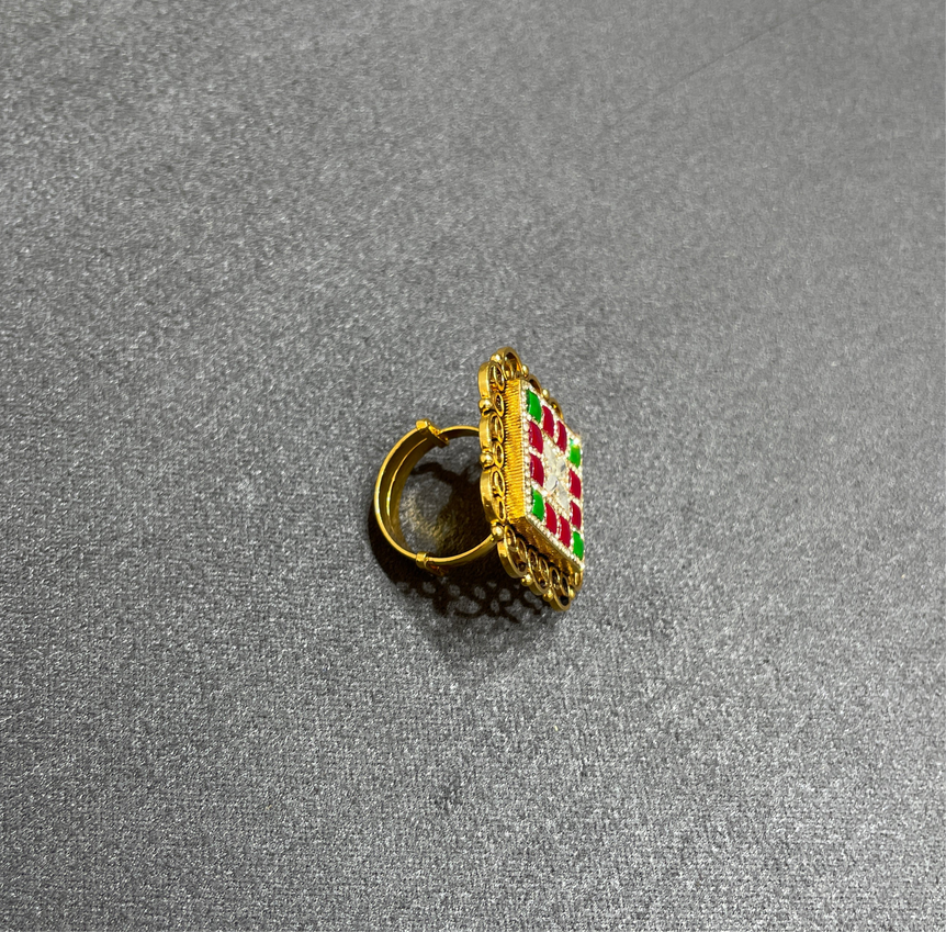 Vintage Meenakari Filigree Statement Gold Look Ring