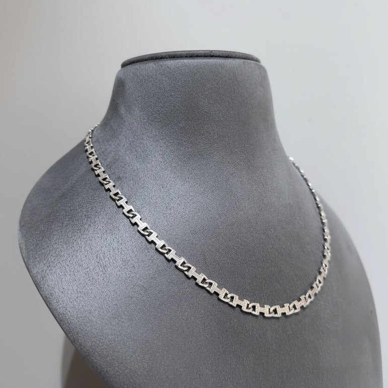 Designer Silver Geometric Link Men's Chain