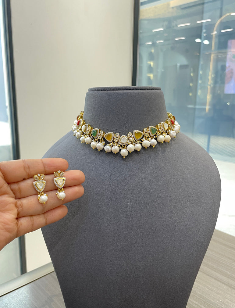 925 Silver Ethereal Nine Polki Choker Set