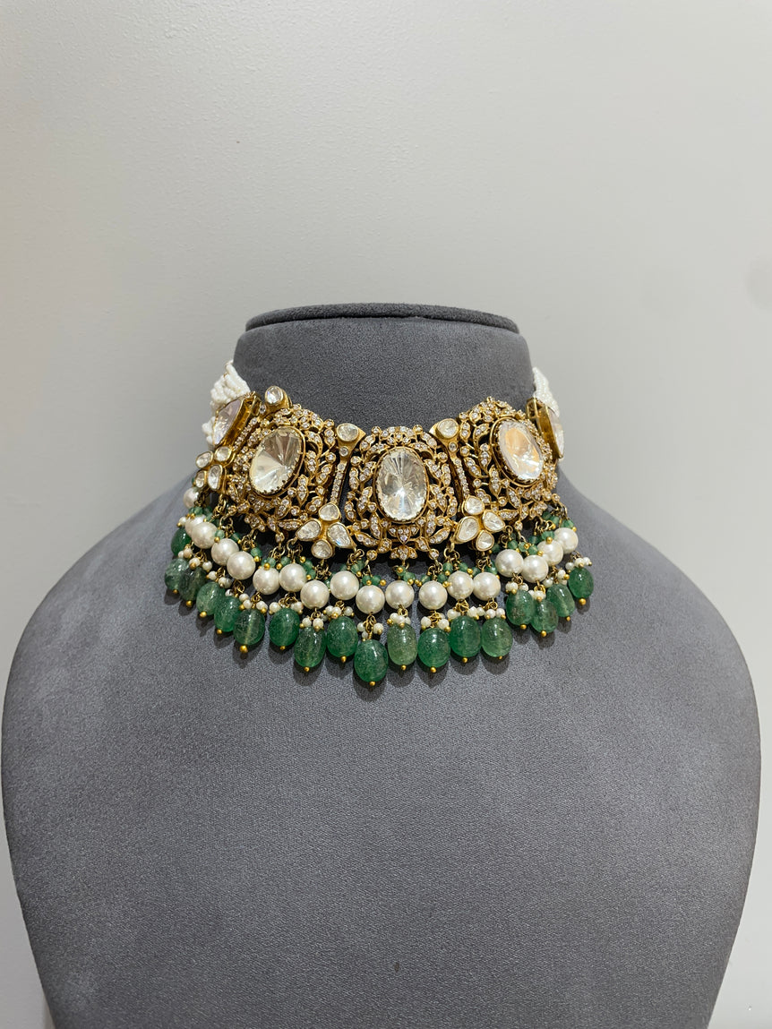 925 Silver Vine Royale Polki Choker