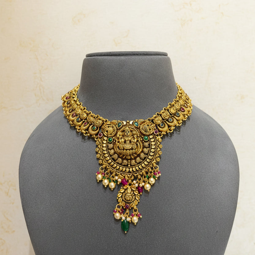 Imperial South Indian Temple Gold Laxmi Set