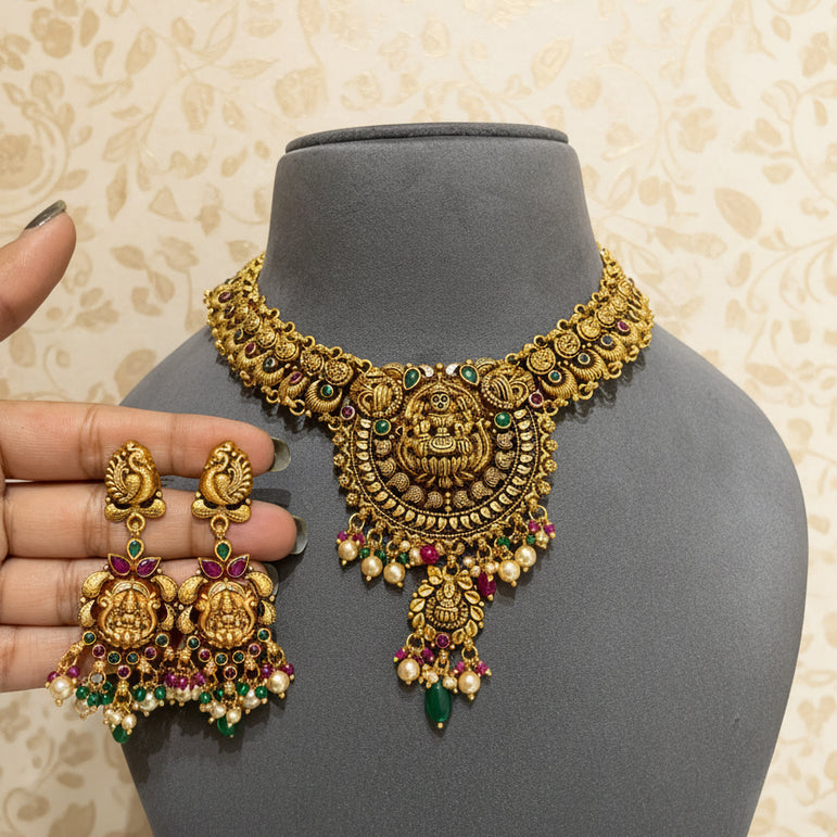Imperial South Indian Temple Gold Laxmi Set