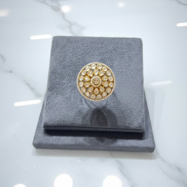 Heritage Pear-Cut Polki Circular Cocktail Ring