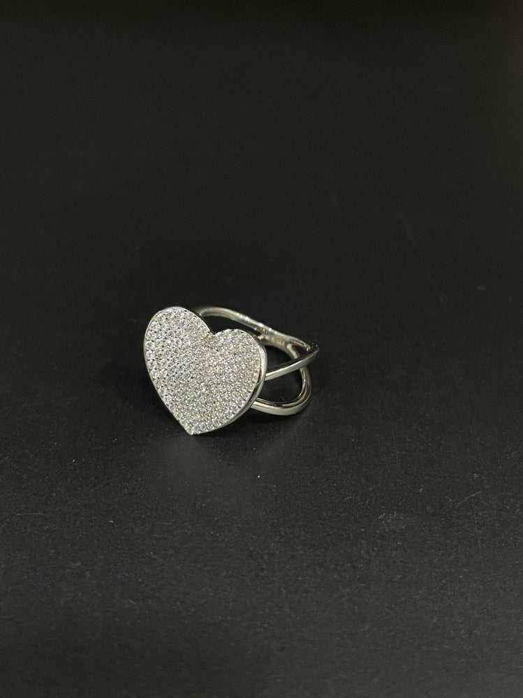 HEART SHAPE PURE SILVER RING - Olivearajewels
