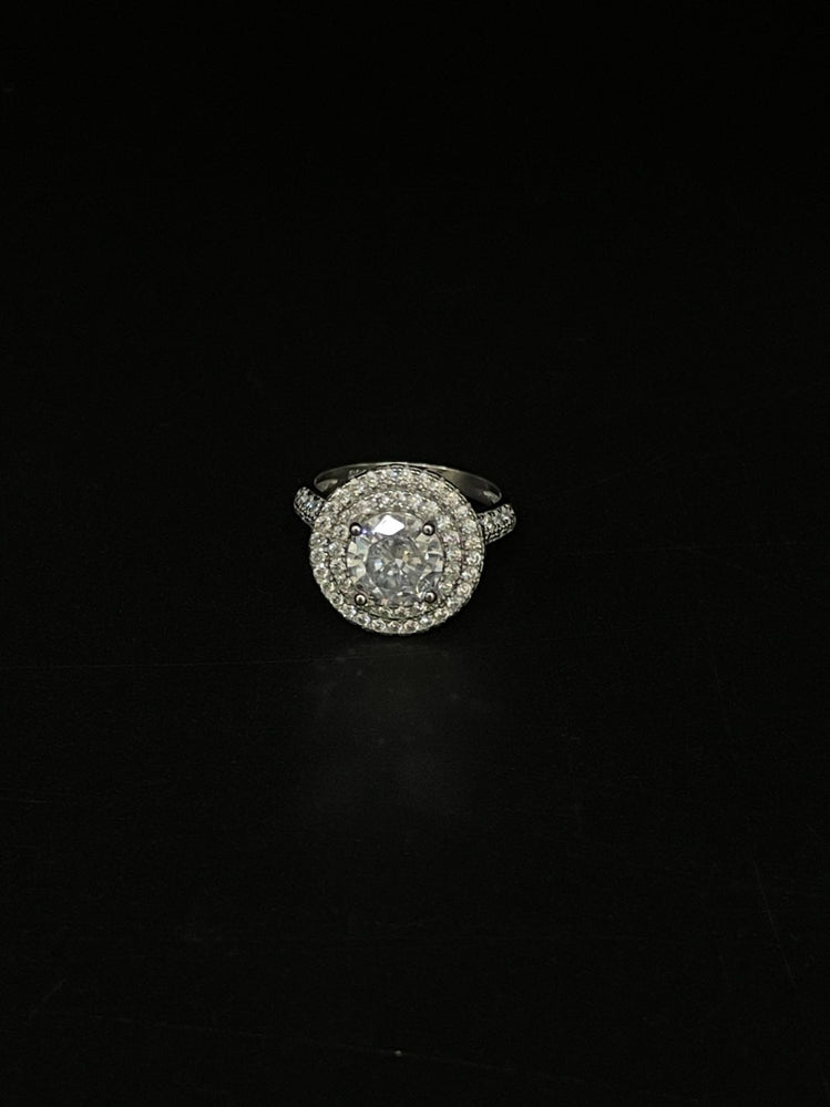 PURE SILVER DIAMOND LOOK PENDANT CUM RING - Olivearajewels