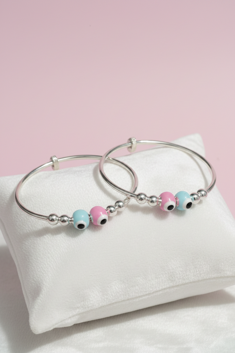 Pastel Enamel Evil Eye Baby Kada Pair