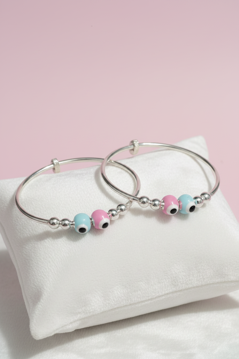 Pastel Enamel Evil Eye Baby Kada Pair