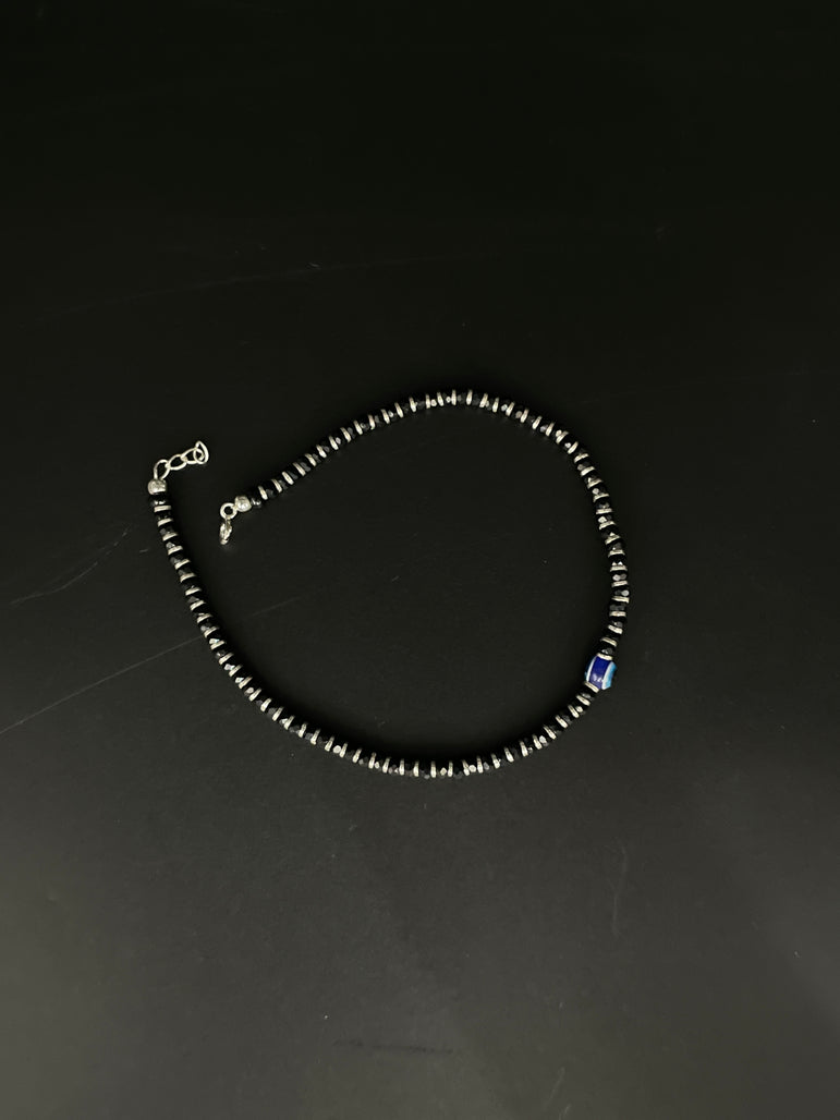 PURE SILVER NAZARIA WITH BLACK BEADS ANKLET - Olivearajewels