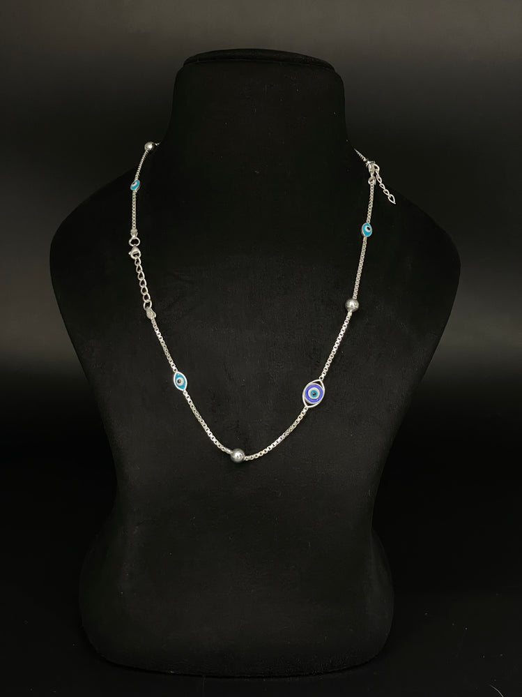 BEAUTIFUL EVIL EYE PURE SILVER ANKLET IN BLUE COLOURS ( 1 PAIR ) - Olivearajewels