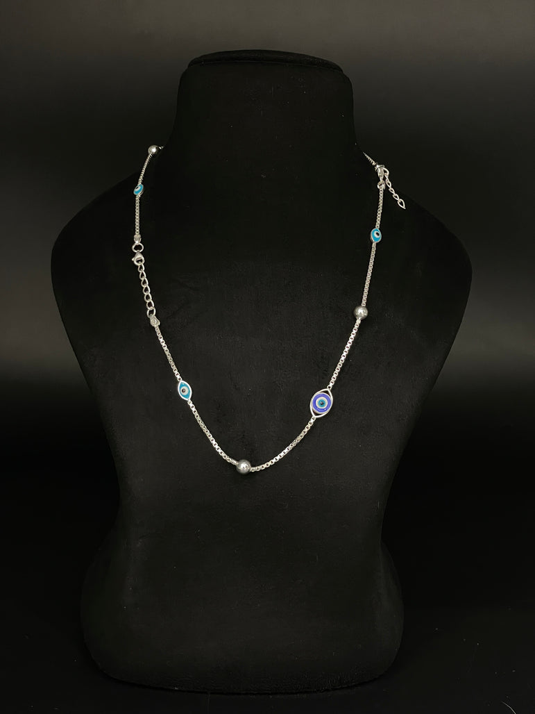 BEAUTIFUL EVIL EYE PURE SILVER ANKLET IN BLUE COLOURS ( 1 PAIR ) - Olivearajewels