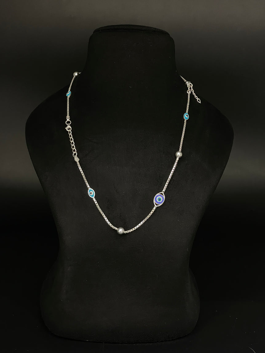 BEAUTIFUL EVIL EYE PURE SILVER ANKLET IN BLUE COLOURS ( 1 PAIR ) - Olivearajewels